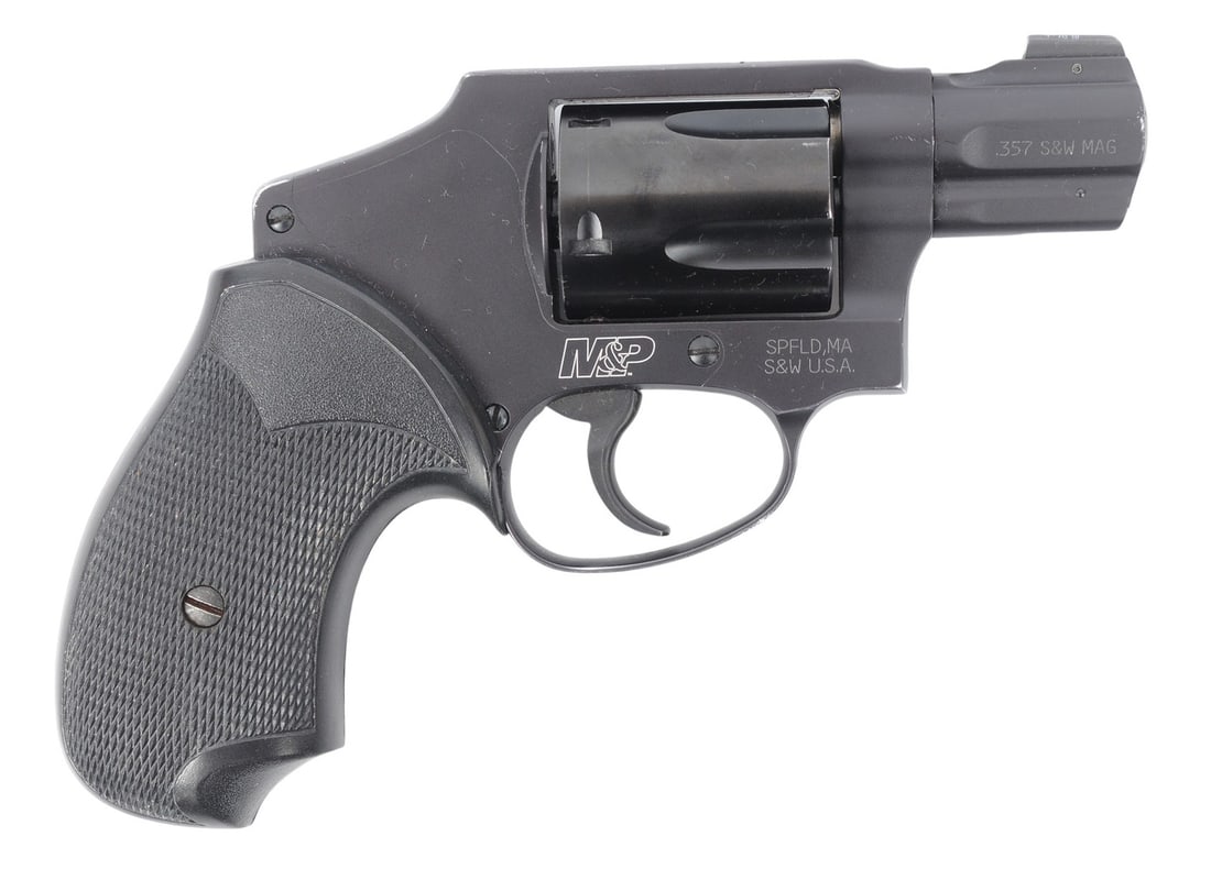 Smith & Wesson MP340 357 Mag Double Action Snub Nose Revolver FFL CNU7518 (JGD1): A Smith & Wesson MP340 357 Mag Double Action Snub Nose Revolver in good to very good condition with a bright and defined bore. The action appears to function properly with minor wear to the original f