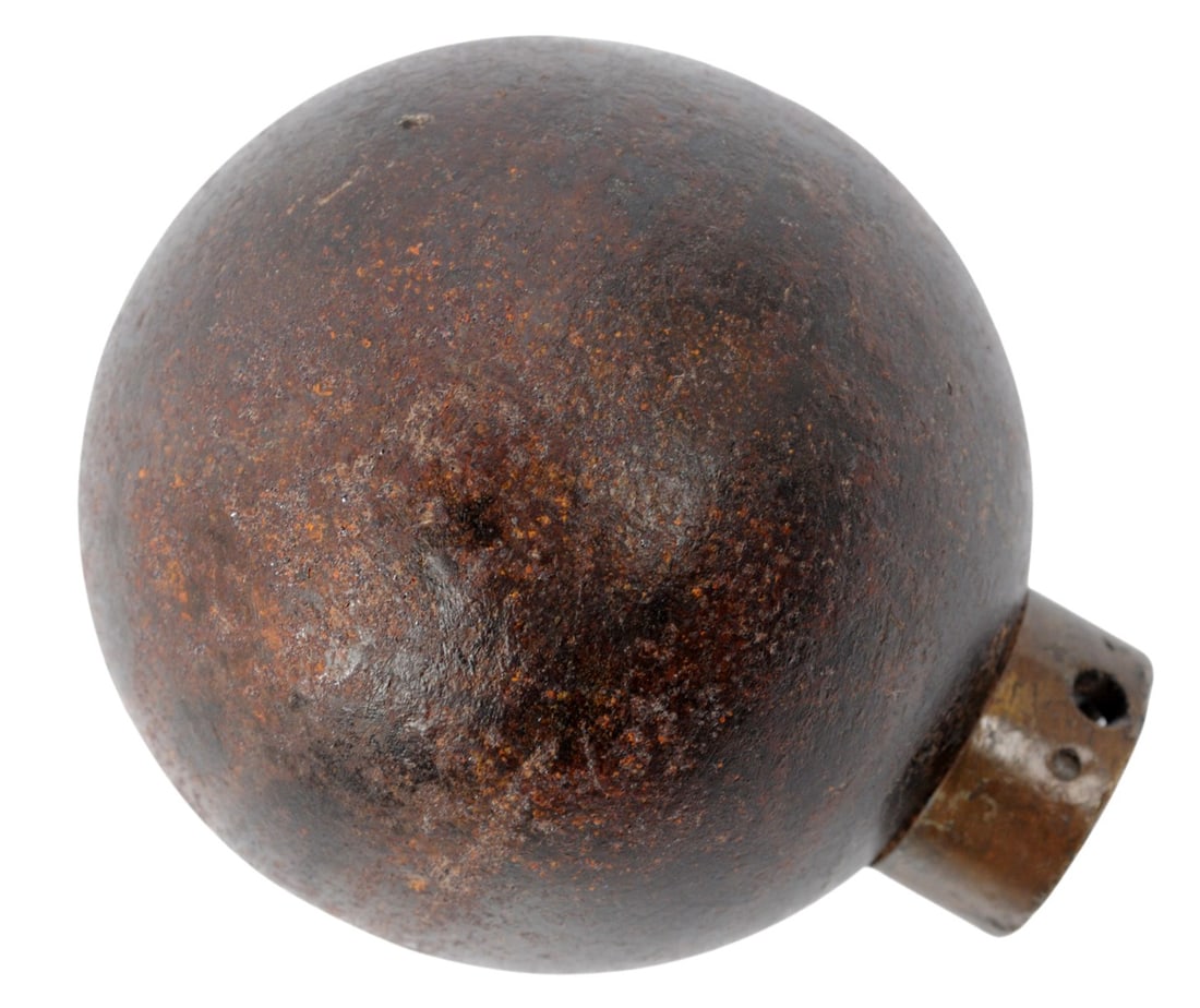 French WWI Model 1914 Inert Ball Grenade (S3S): A French WWI Model 1914 Inert Ball Grenade in good to very good condition.