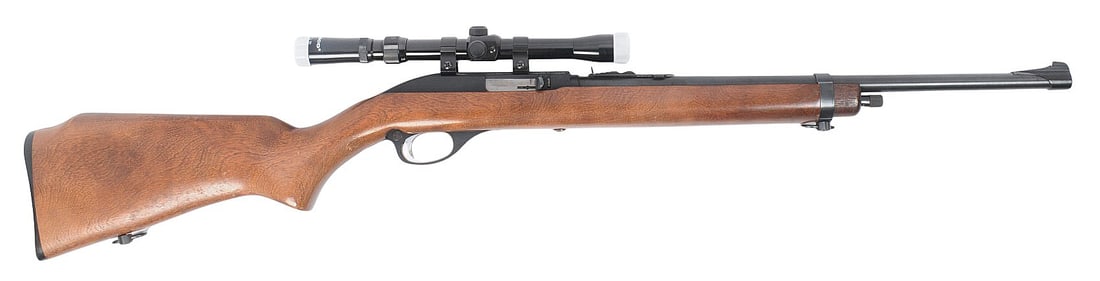 Marlin Glenfield Model 75 22LR Semi Auto Rifle with Tasco Scope FFL NSN (D3M1): A Marlin Glenfield Model 75 22LR Semi Auto Rifle with Tasco Scope in good condition with a bright and defined bore that needs light cleaning. The action appears to function properly with moderate wear