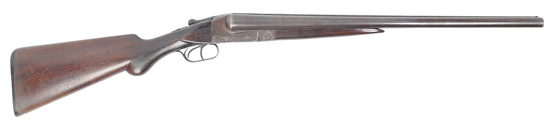 Ithaca Side by Side 12 Ga. Double Barrel Shotgun FFL 113558 (B4B1): An Ithaca Side by Side 12 Ga. Double Barrel Shotgun in good condition with bright bores but need light cleaning. The action appears to function properly with heavy grey, brown patina across the origin