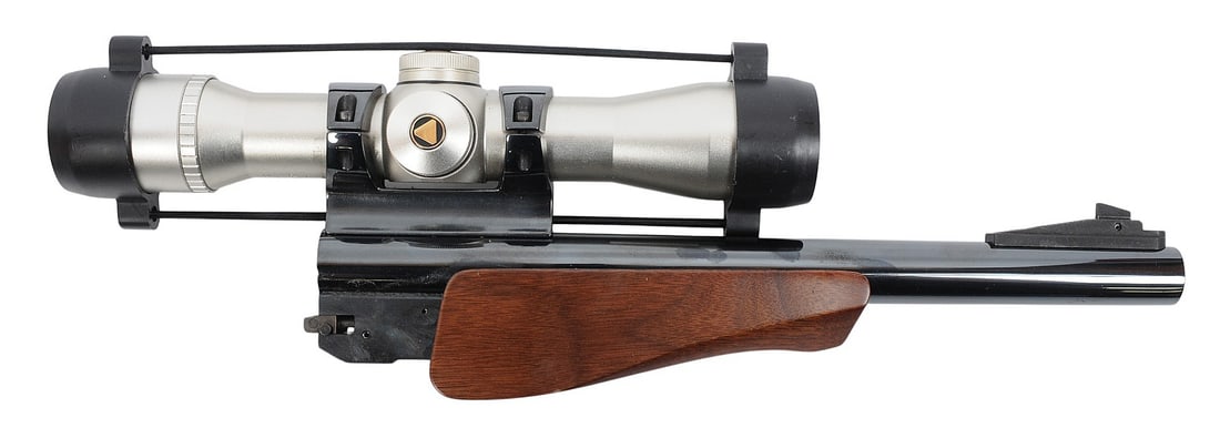 Thompson Center Arms Break Action 22 WMR. Barrel with Bausch & Lomb (H3G): A Thompson Center Arms Break Action 22 WMR. Barrel with Bausch & Lomb in good condition with a bright and defined bore that needs light cleaning.