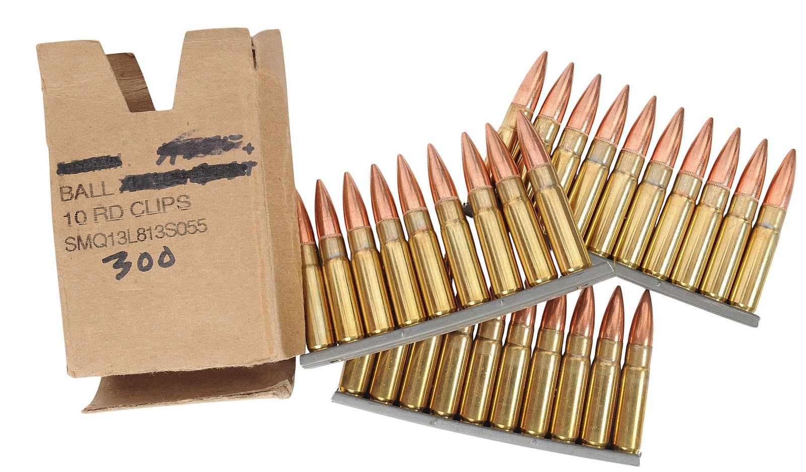 Surplus 300 Blackout Ammo Can Lot of 330 Rds. on Stripper Clips (SJL): A Surplus 300 Blackout Ammo Can Lot of 330 Rds. on Stripper Clips in good to very good condition.