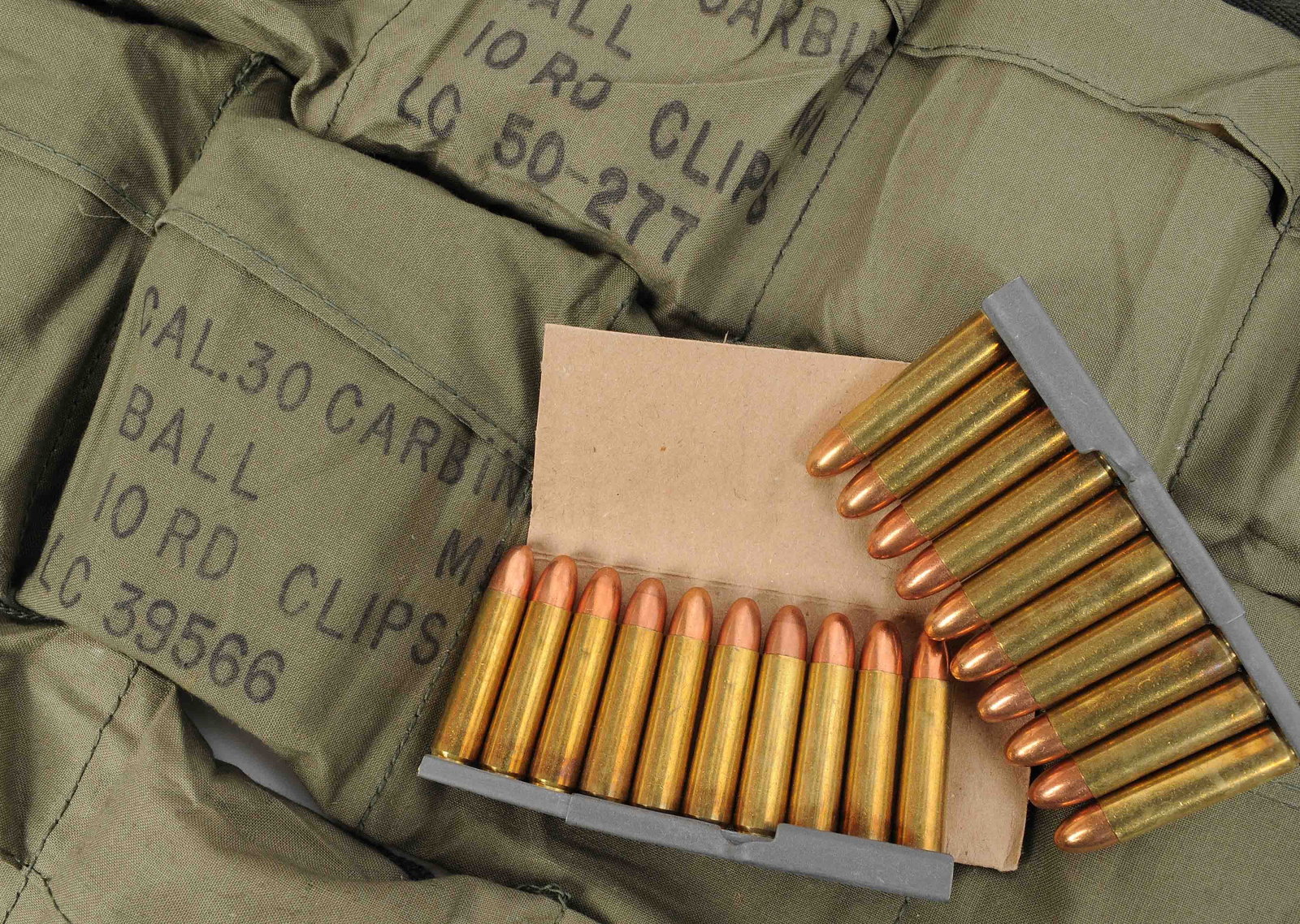 US Military Surplus 30 Carbine Bandolier Lot of 660 Rds. on Stripper Clips (RLR) - 2
