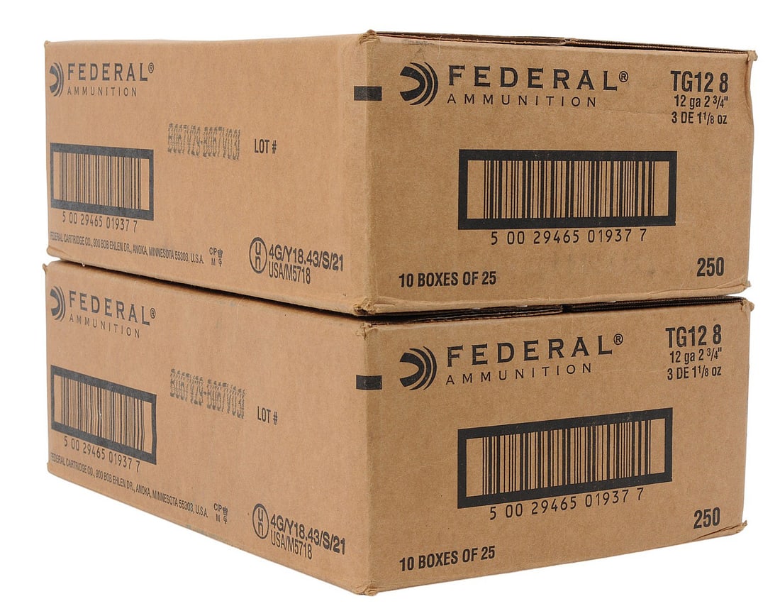 Federal 12 Ga. Case lot of 500 Shells(M2P): A Federal 12 Ga. Case lot of 500 Shells in very good condition.