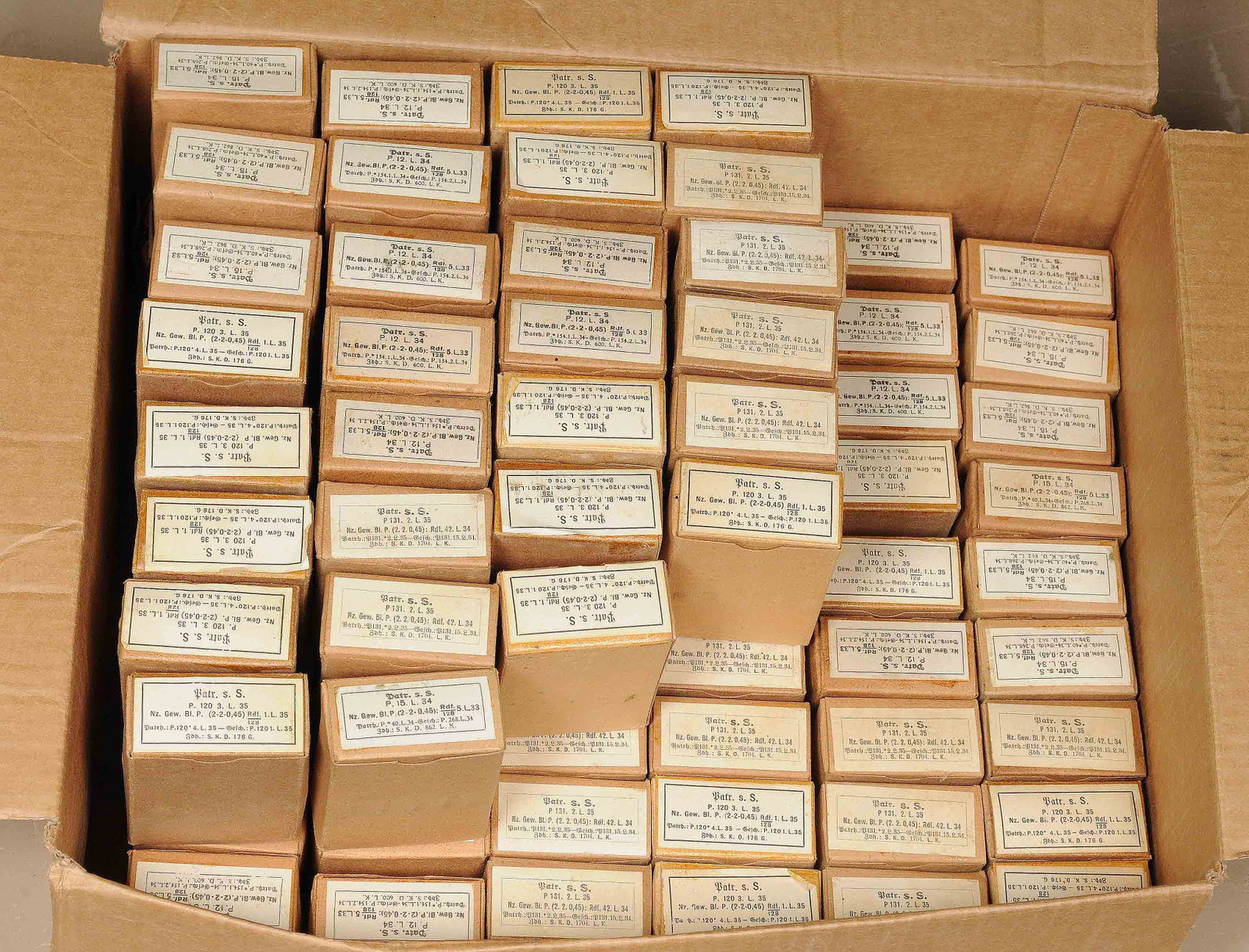 *German WWII Surplus 8mm Original Box Lot of 1245 Rds.(D3J): A *German WWII Surplus 8mm Original Box Lot of 1245 Rds. in good to very good condition.
