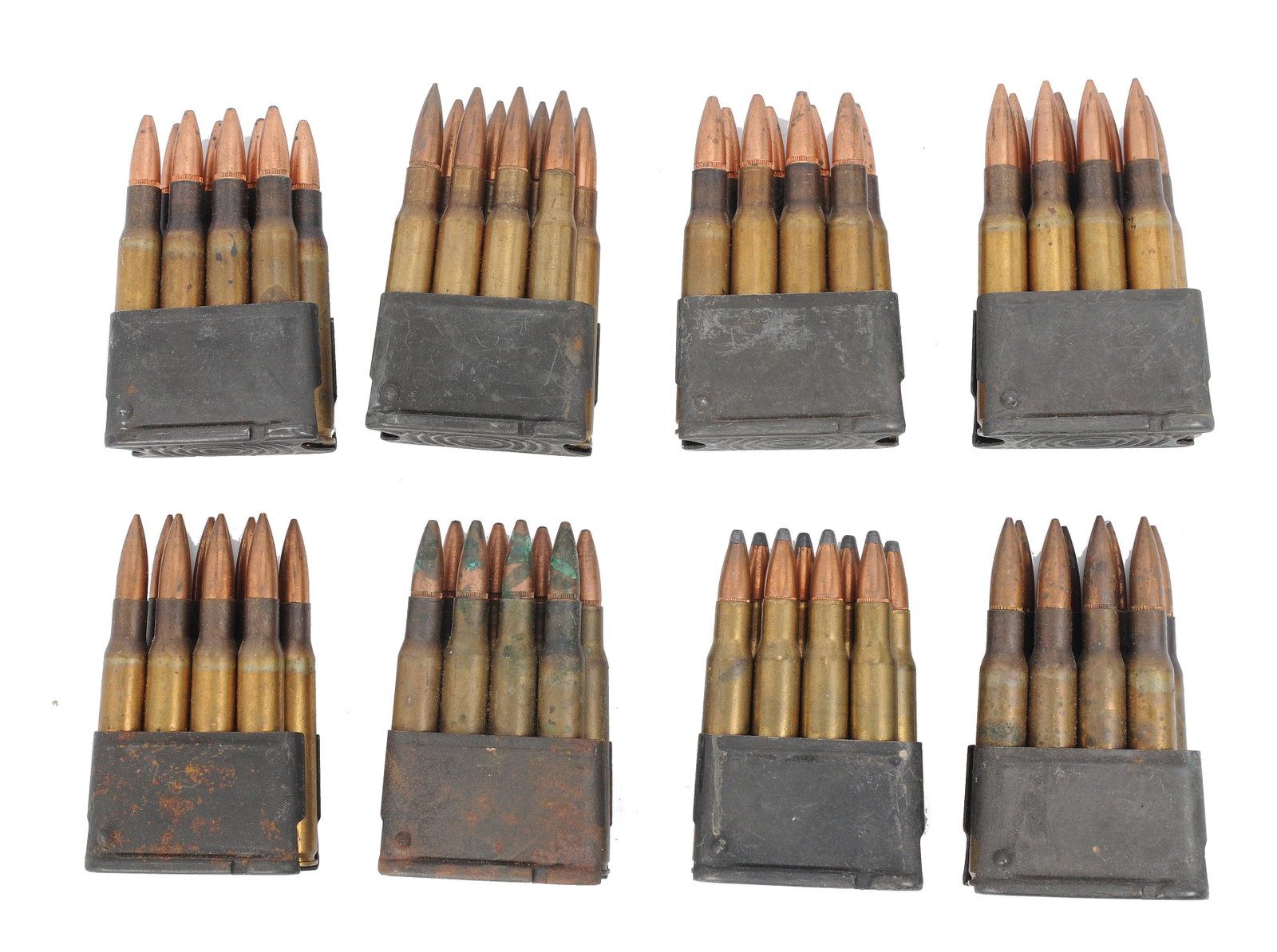 Surplus 30-06 on M1 Enblock Clips Lot of 64 Rds. (R3M): A Surplus 30-06 on M1 Enblock Clips Lot of 64 Rds. in good condition with some corrosion.