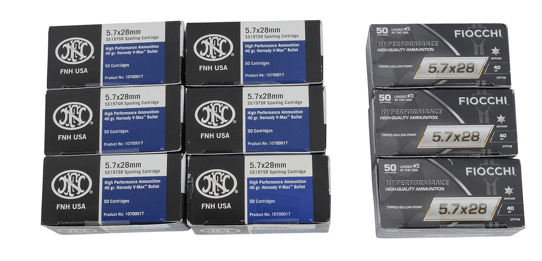 FN and Fiocchi 5.7x28mm Lot of 450 Rds. (JGD): An FN and Fiocchi 5.7x28mm Lot of 450 Rds. in good to very good condition.