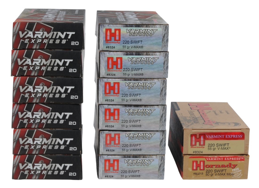 Hornady 220 Swift Lot of 280 (TS): A Hornady 220 Swift Lot of 280 in good to very good condition.