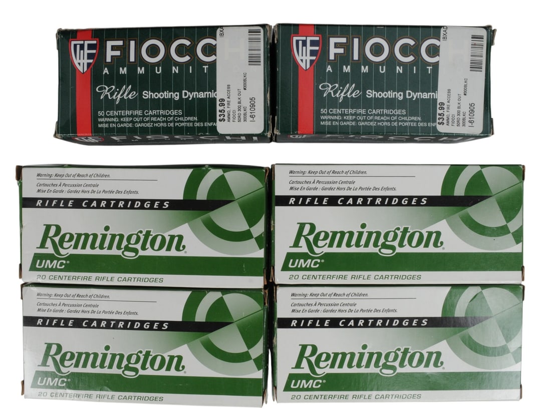 Remington and Fiocchi 300 Black Out Supersonic Lot of 180 Rds.(S2F): A Remington and Fiocchi 300 Black Out Supersonic Lot of 180 Rds. in good to very good condition.