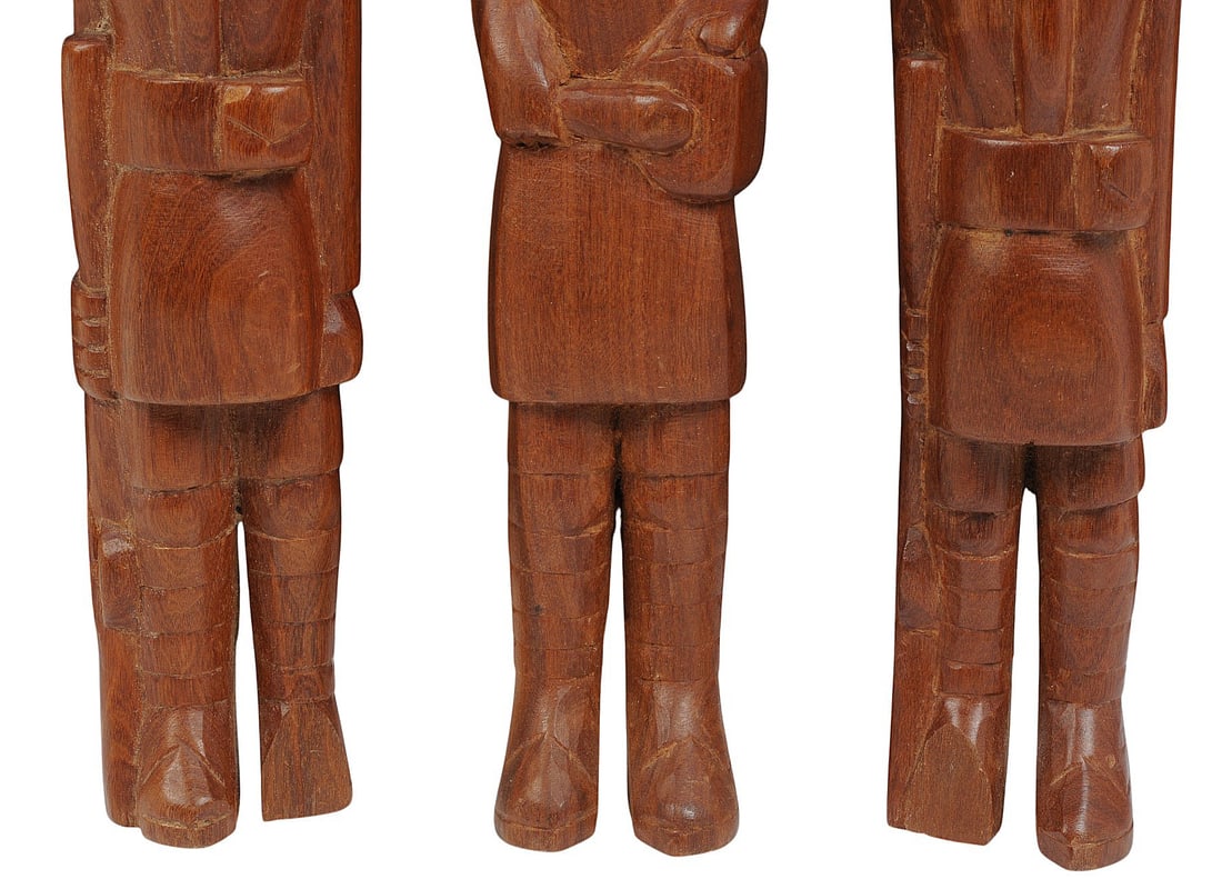 Vintage African Wooden Tribal Warrior Effigies Lot of 3 (S2M) - 3