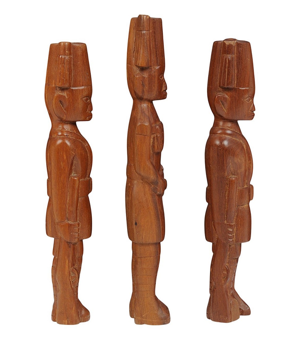 Vintage African Wooden Tribal Warrior Effigies Lot of 3 (S2M) - 4