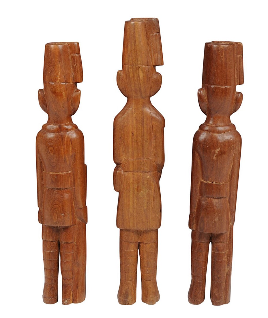 Vintage African Wooden Tribal Warrior Effigies Lot of 3 (S2M) - 5