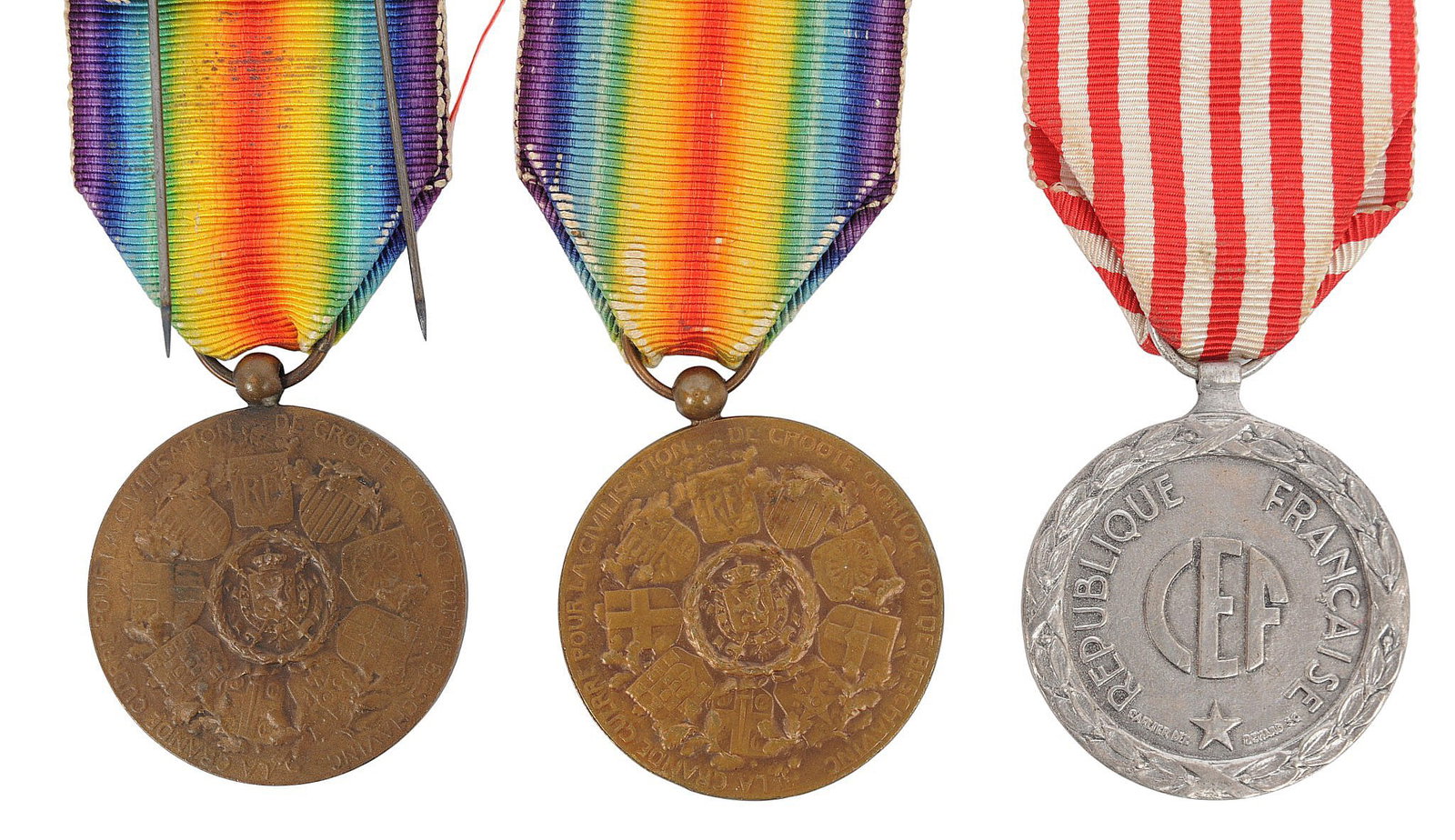 French WWII Expeditionary Corps in Italy 1943–1944 and Belgian WWI Victory Medal Lot of 3 (A) - 4