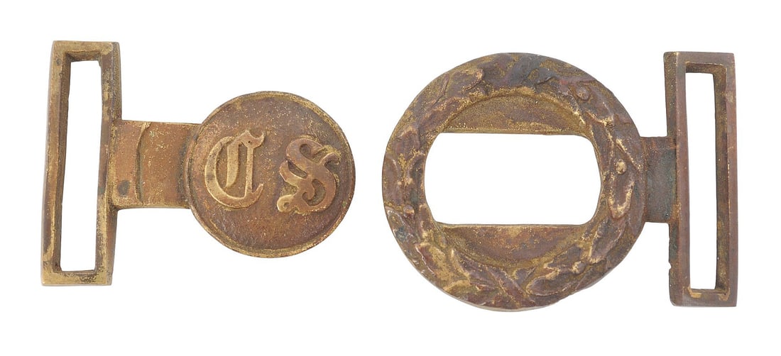 Scarce Civil War Confederate "Virginia Style" Tongue & Wreath 2 Piece Belt Buckle (J6L) - 4