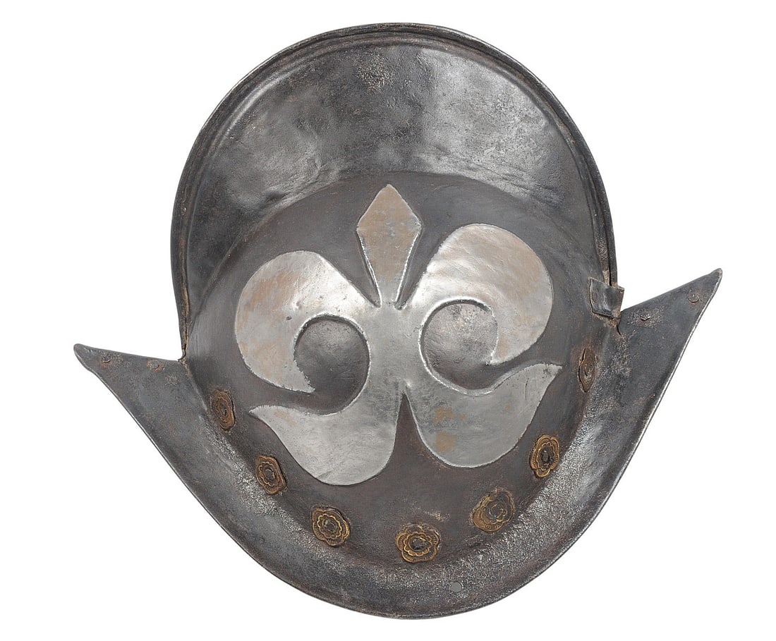 Embossed Fleur De Lis 17th Century German Munich Guard Morion Helmet (TAF) - 6