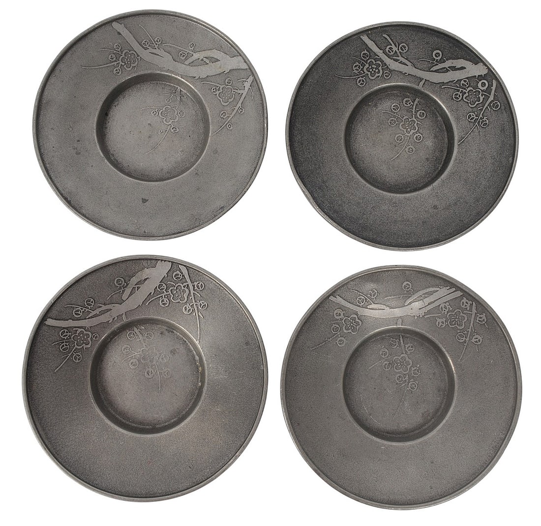 Imperial Japanese WWII Pewter Award Sake Cup, Bowl, and Bottle Lot of 9(CPD) - 2