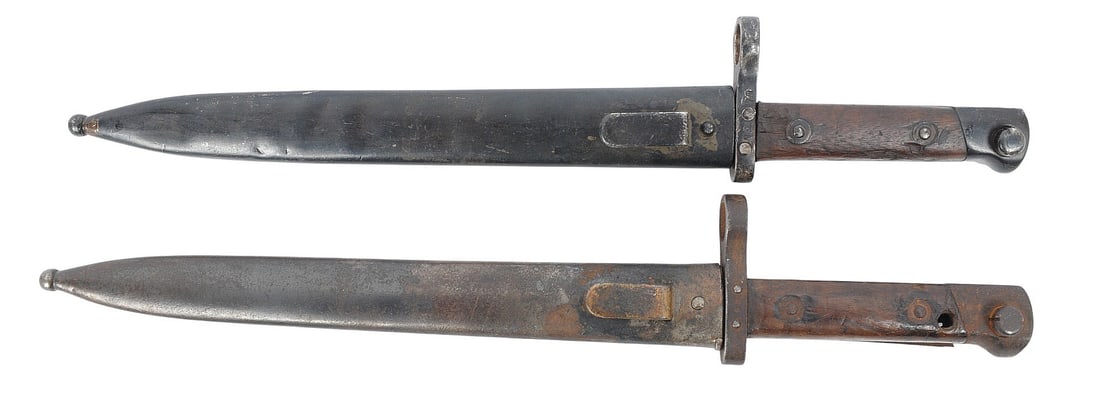 Austro-Hungarian World War I Steyr M95 Bayonet Lot of 2 (CWA): Two Austro-Hungarian Steyr M95 Bayonets with one in fair condition and the other in good service condition. Both have legible factory stamps.