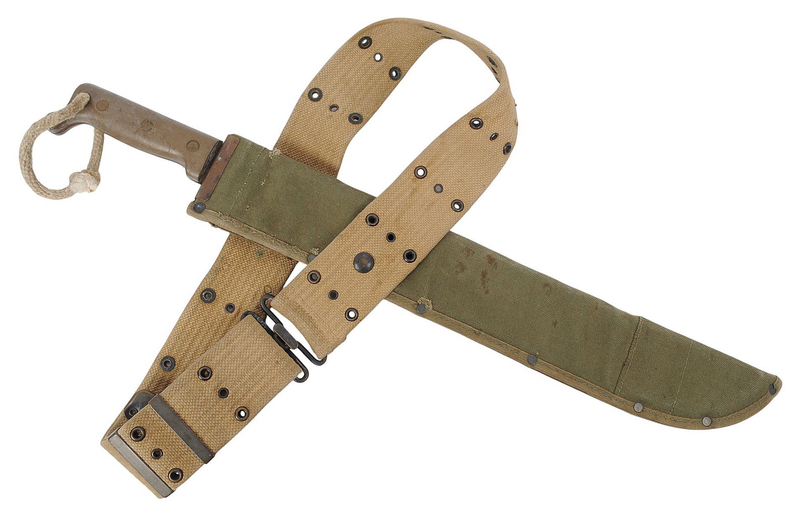 US Military WWII era Disston Machete, Sheath & Web Pistol Belt (R3M) - 3