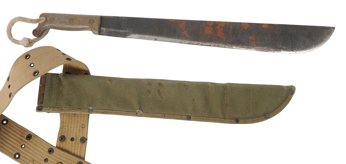 US Military WWII era Disston Machete, Sheath & Web Pistol Belt (R3M) - 4