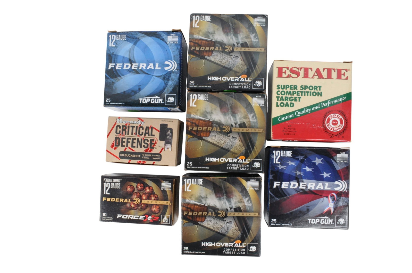 Federal, Hornady, and Estate 12ga Ammunition Lot of 8 Boxes (J2L) - 2