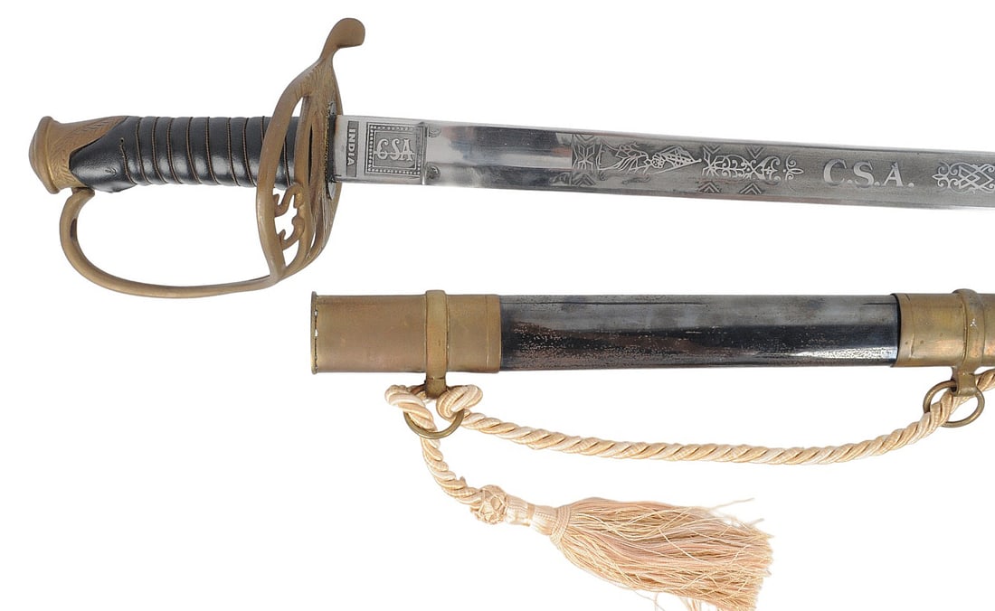 Indian Made Reproduction Confederate Field Officers Sword (K4J) - 14