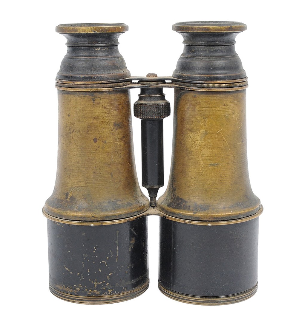 Antique Pre WWI Prussian Military Brass Field Binoculars (HKR): An Antique Pre WWI Prussian Military Brass Field Binoculars in good to very good condition with nice glass.