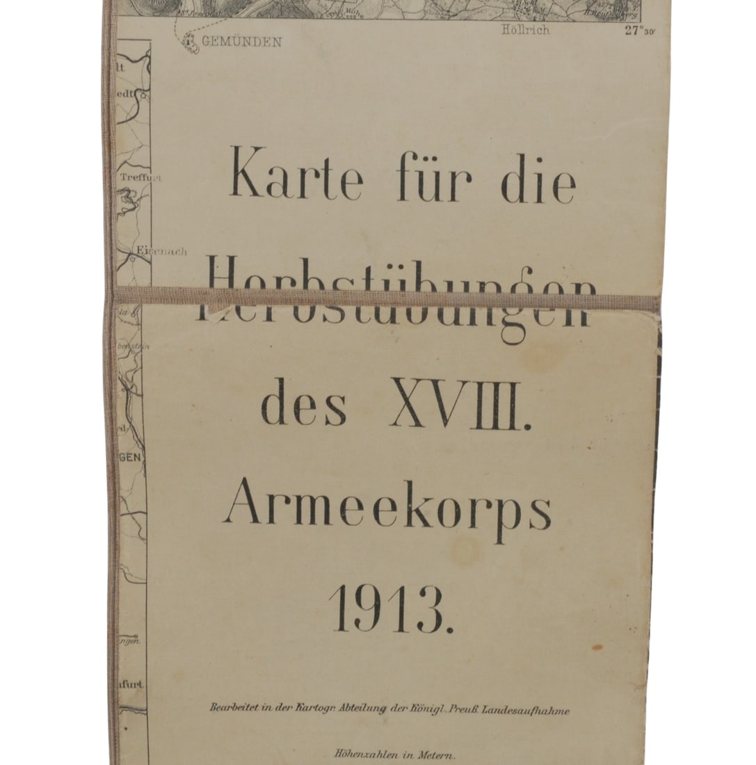Imperial German Pre WWI to WWI 1913 Dated Field Map (RDL): An Imperial German Pre WWI to WWI 1913 Dated Field Map in good to very good condition.
