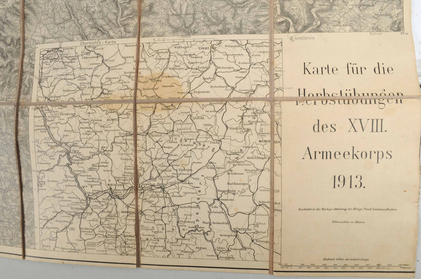 Imperial German Pre WWI to WWI 1913 Dated Field Map (RDL) - 4