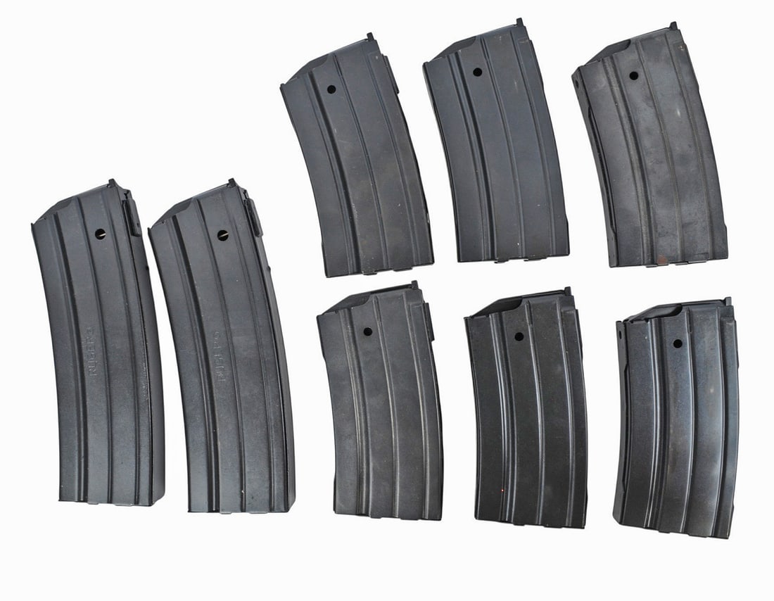 Ruger Mini 14 5.56mm 30 Rd. and 20 Rd. Magazine Lot of 8 (S6J): A Ruger Mini 14 5.56mm 30 Rd. and 20 Rd. Magazine Lot of 8 in good to very good condition.