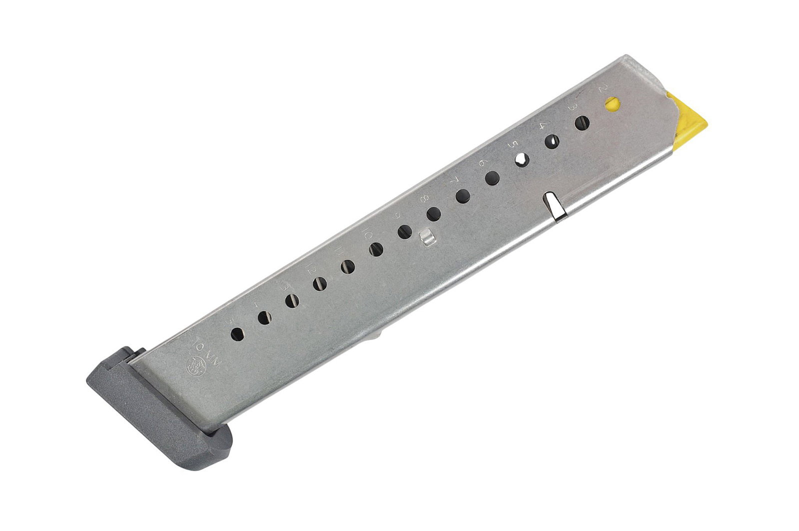 Smith & Wesson 10mm 15 Rd Single Stack 1000 Series Pistol Magazine (C4P): A Smith & Wesson 10mm 15 Rd Single Stack 1000 Series Pistol Magazine in good to very good condition.