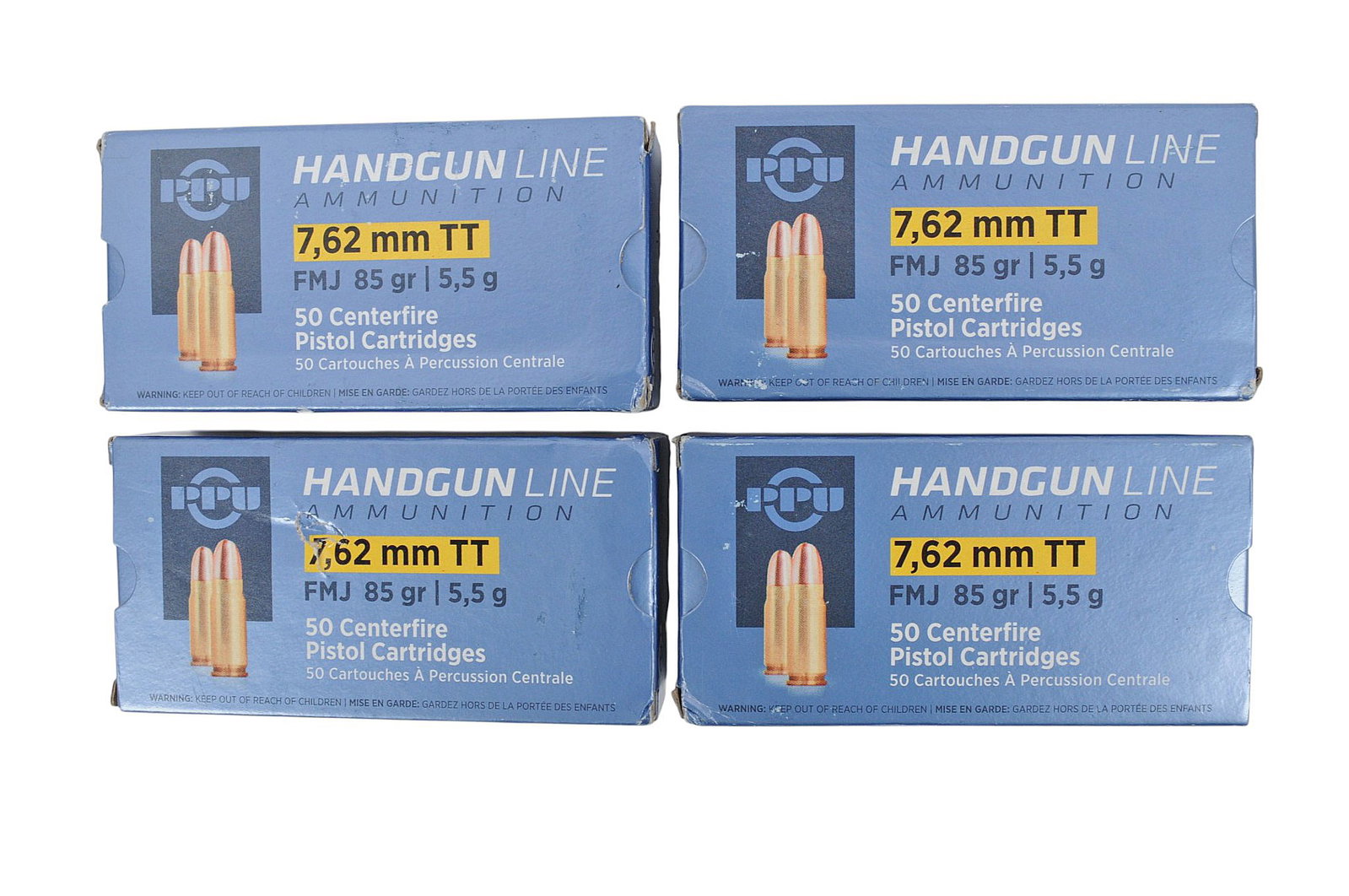 PPU 7.62x25mm Box Lot of 200 Rds.(A): A PPU 7.62x25mm Box Lot of 200 Rds. in good to very good condition.