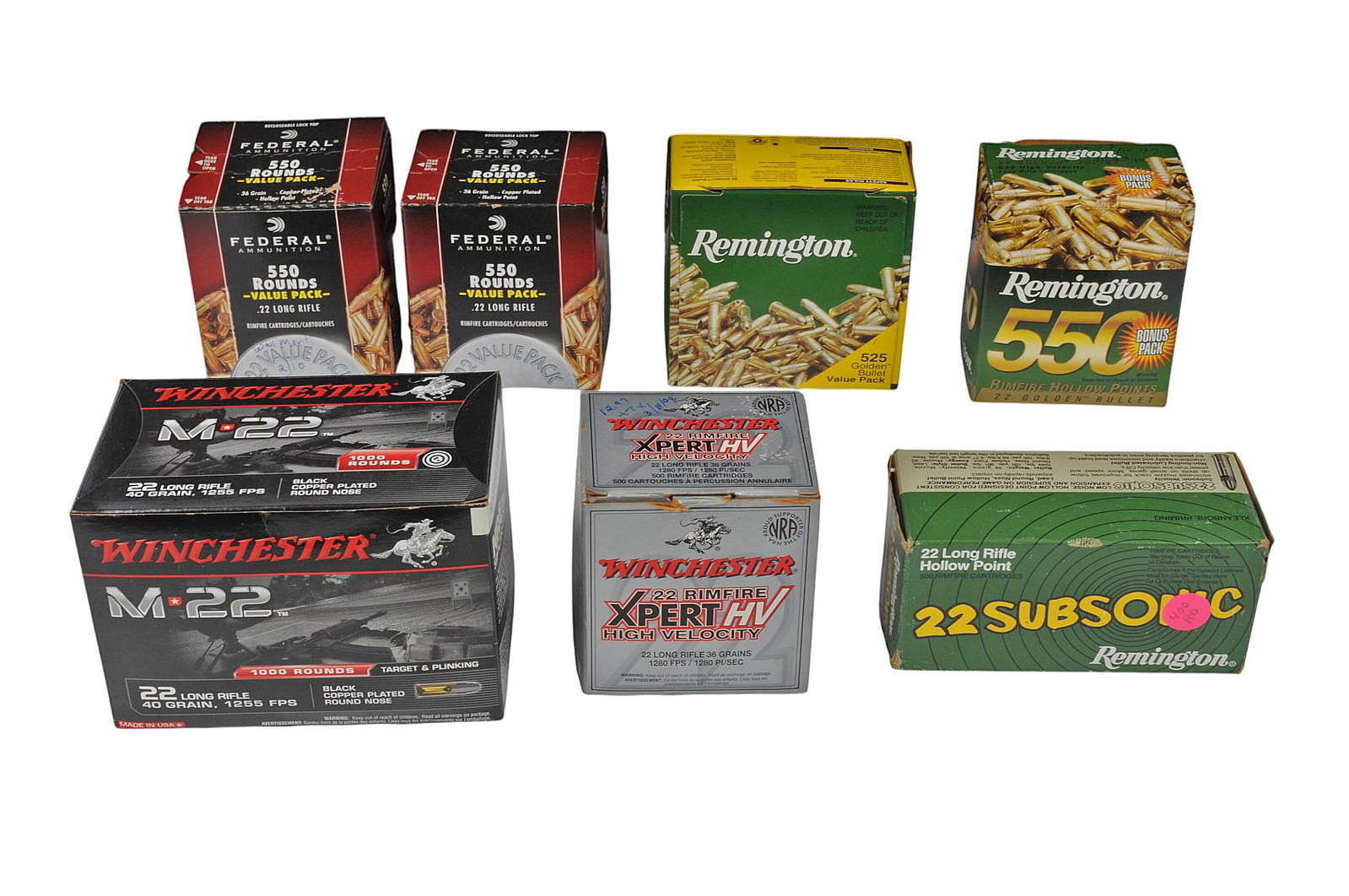Winchester, Federal, and Remington Super and Subsonic 22LR Box Lot of 4075 Rds. (RW): A Winchester, Federal, and Remington Super and Subsonic 22LR Box Lot of 4075 Rds. in good to very good condition.