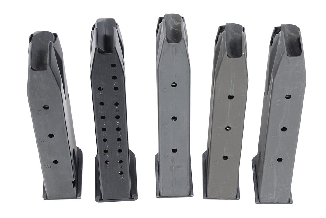 Mixed Group of Five 9mm M9 Beretta Magazines (J2L) - 4