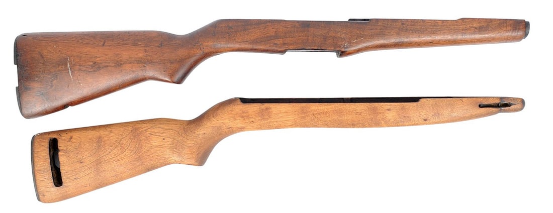 USGI M1 Garand Stock and M1 Carbine Stock (A): A lot of both USGI M1 Garand Stock and a M1 Carbine Stock. Both are in good to very good condition but both lack hardware.