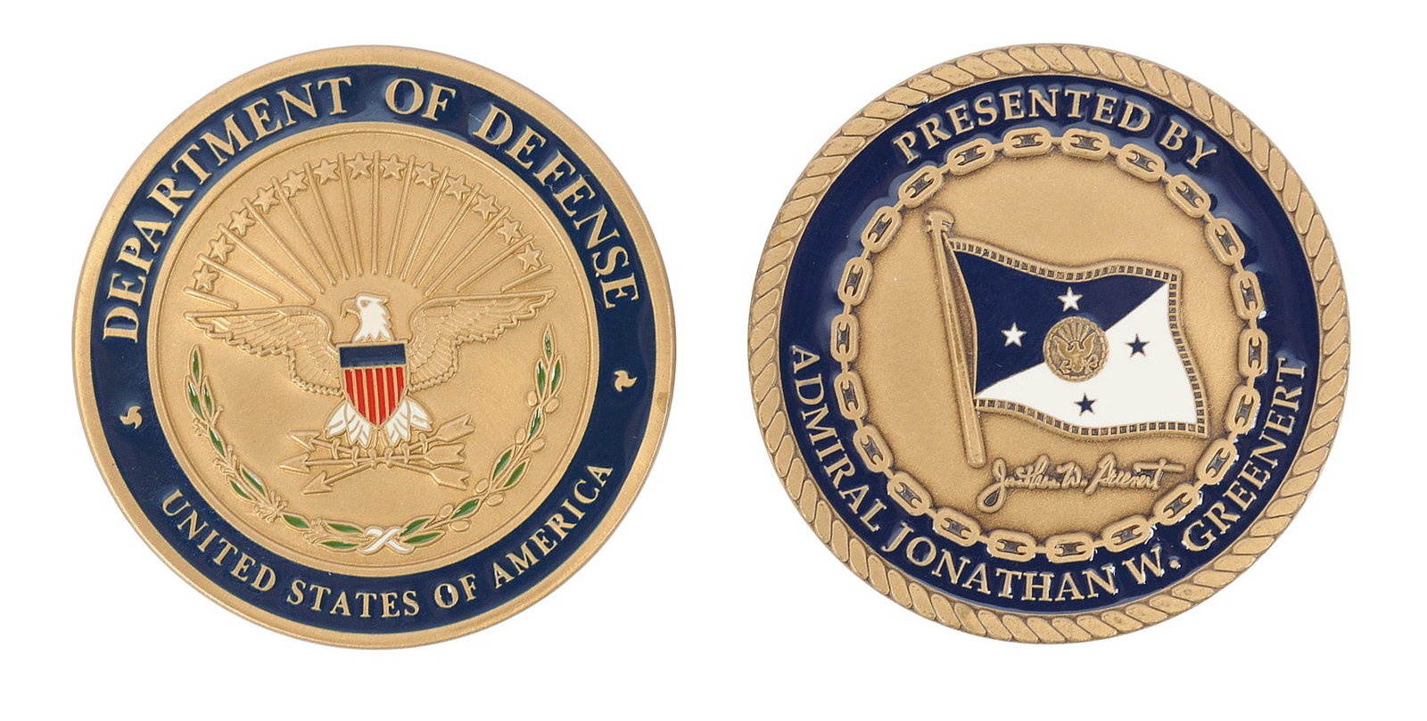 Rare Secretary of The Navy and Secretary of Defense Challenge Coin Lot of 2 (EDN) - 2