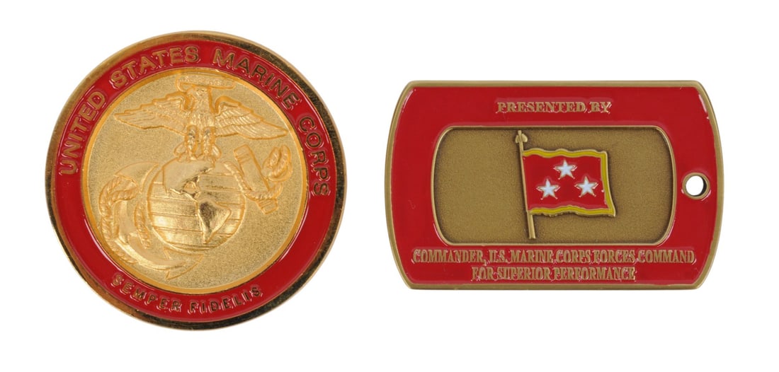 Rare Commandant of the Marine Corps and Commander USMC Forces Command Challenge Coin Lot of 2 (EDN) (1 of 2)
