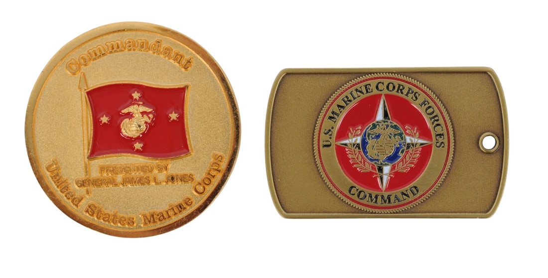 Rare Commandant of the Marine Corps and Commander USMC Forces Command Challenge Coin Lot of 2 (EDN) - 2