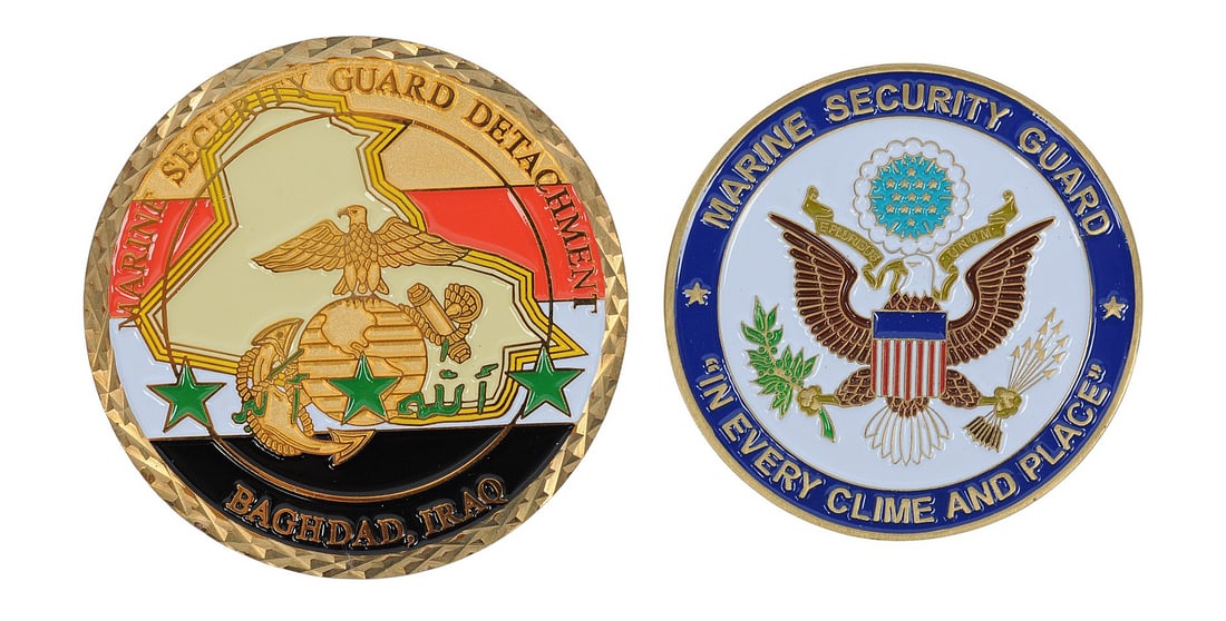 Marine Security Guard Detachment and Diplomatic Security Guard School Challenge Coin Lot of 2 (EDN) (1 of 2)