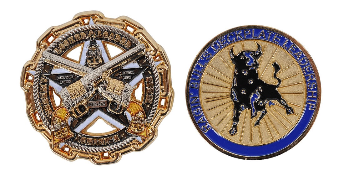 US Navy Aviation VFA 37 CPO Mess and VFC 12 Challenge Coin Lot of 2 (EDN): A US Navy Aviation VFA 37 CPO Mess and VFC 12 Challenge Coin Lot of 2 in good to very good condition.