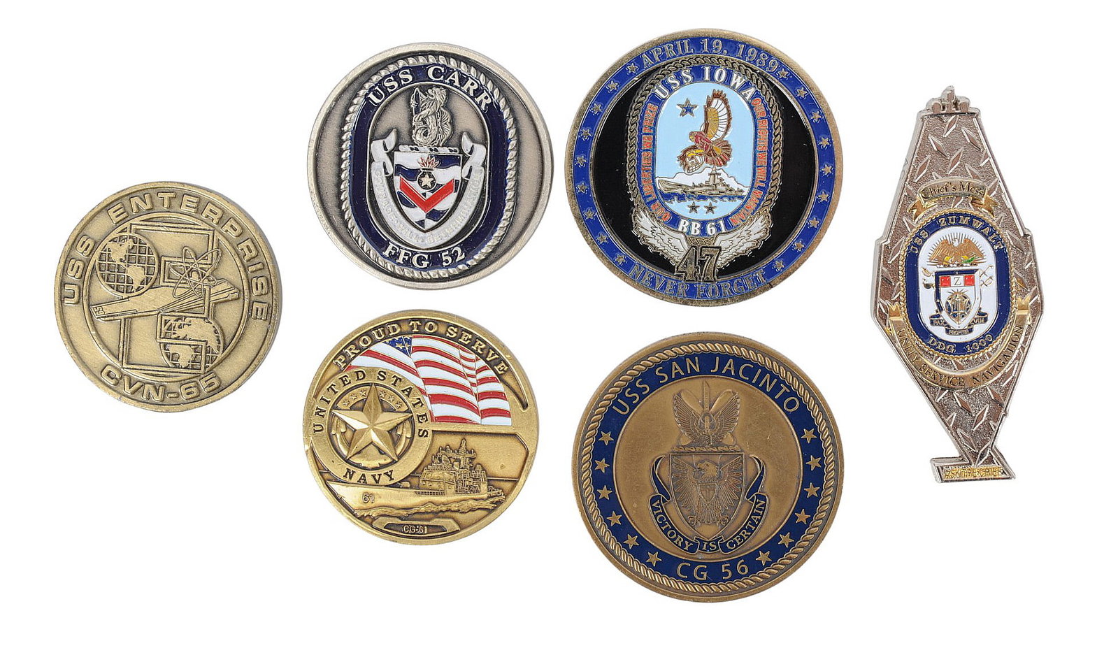 US Navy FLeet Challenge Coin Lot of 6 (EDN) (1 of 2)