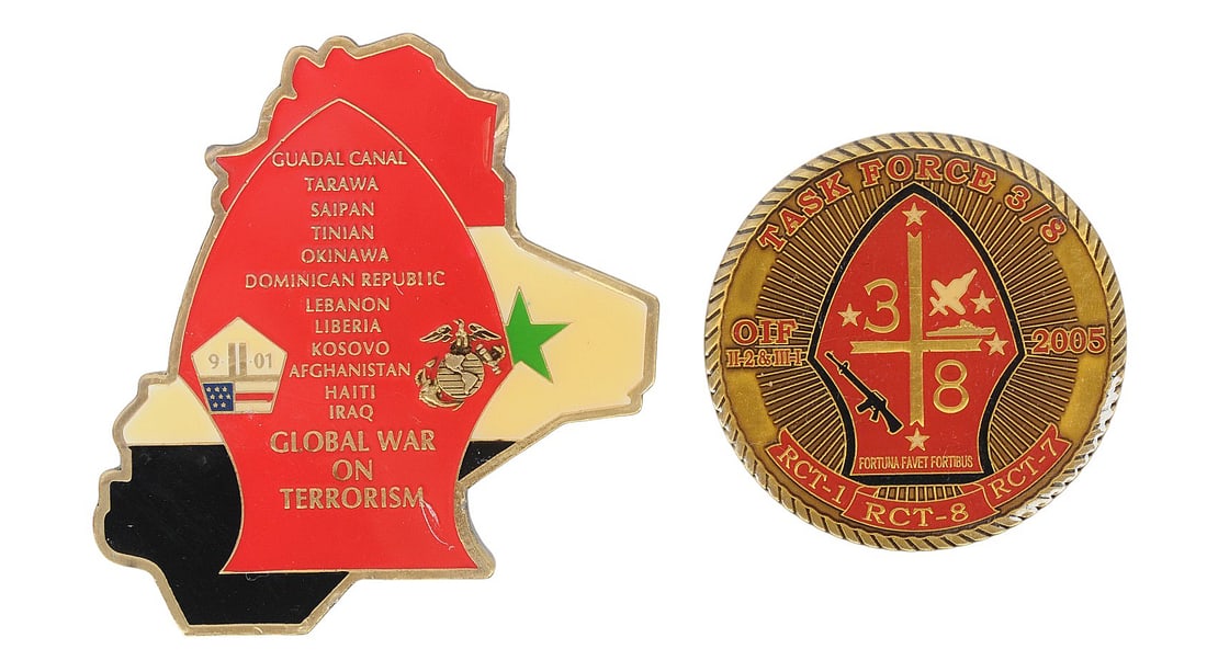 US Marine Corps RCT 1,7, and 8 Iraq Challenge Coin Lot of 2 (EDN) (1 of 2)
