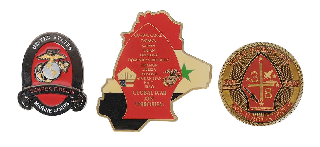US Marine Corps Expeditionary Warfare School and RCT 1,7, and 8 Challenge Coin Lot of 3 (EDN) - 2