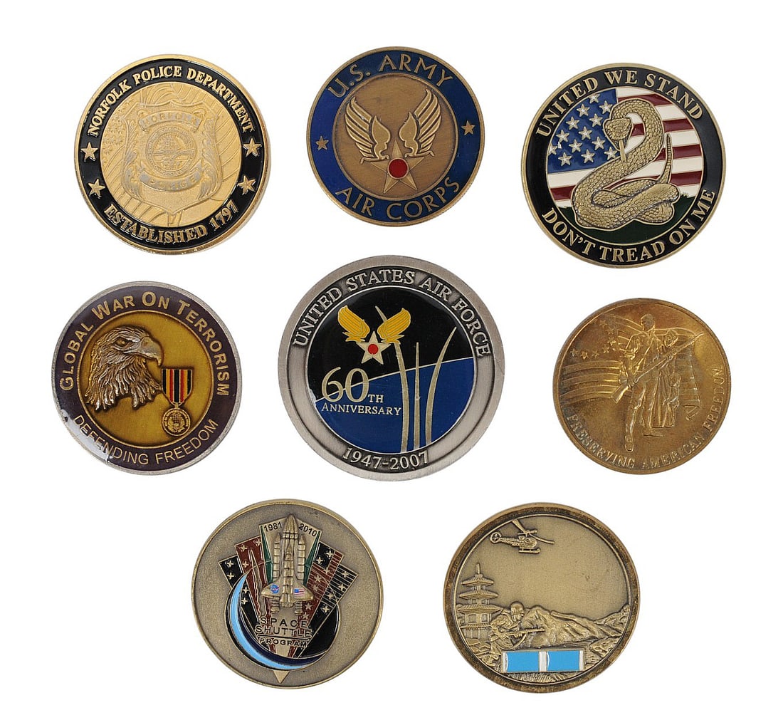 US Military and Police Challenge Coin Lot of 8 (EDN) - 2