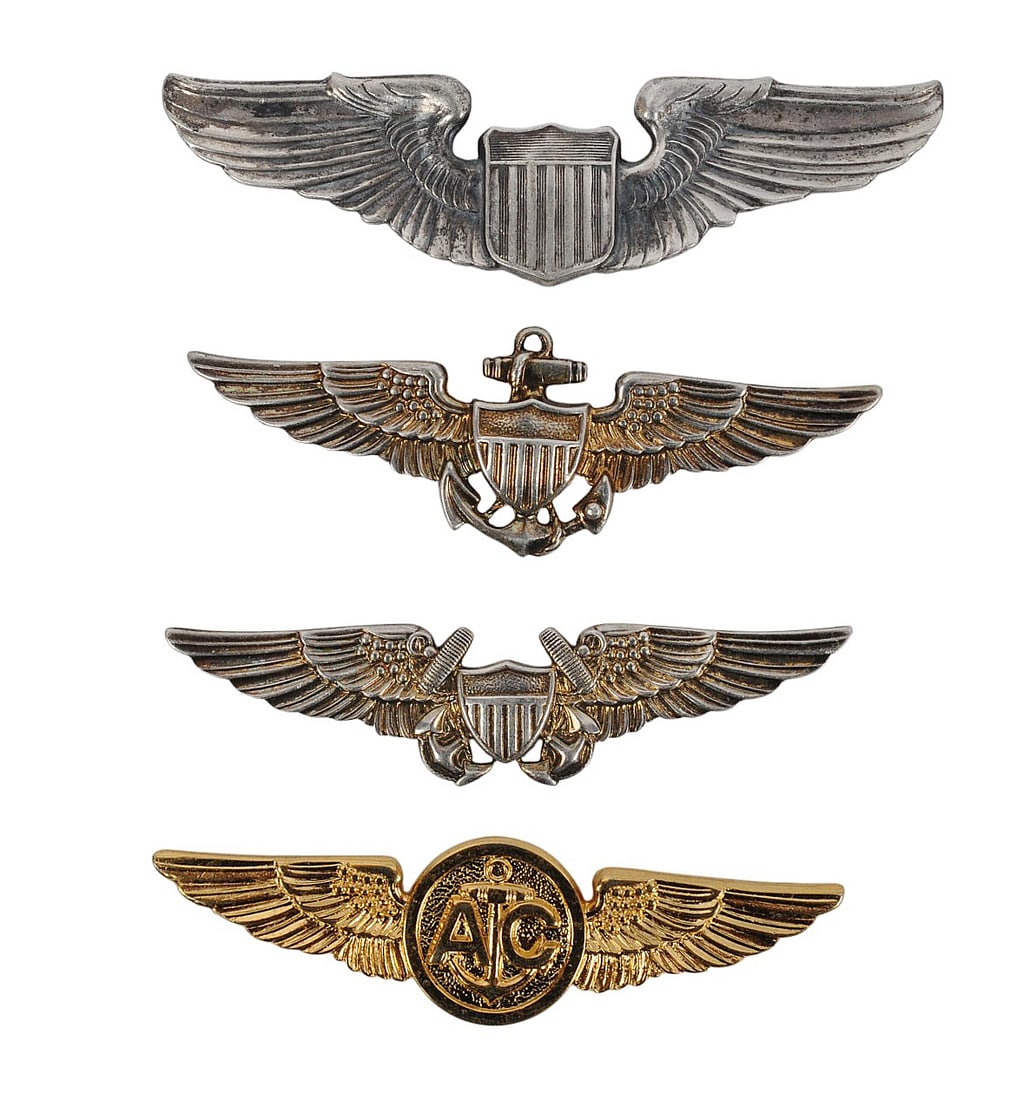 Vintage US Navy Aviation and Air Crew Warfare and Qualification Device Lot of 4(EDN): A Vintage US Navy Aviation and Air Crew Warfare and Qualification Device Lot of 4 in good to very good condition.