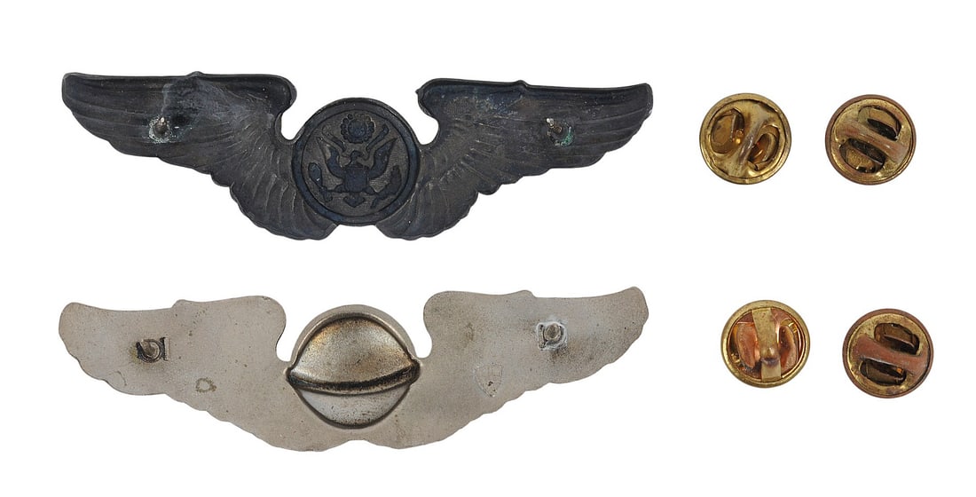 US Army Airforce WWII Pilot and Navigator Wings Lot of 2 (B3N) - 2