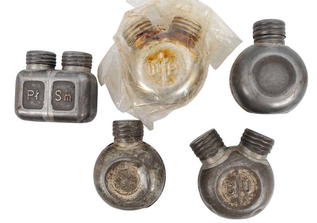 Five European Military Oilers (S4C): A group of Five European Military Oilers with some covered in old oil.