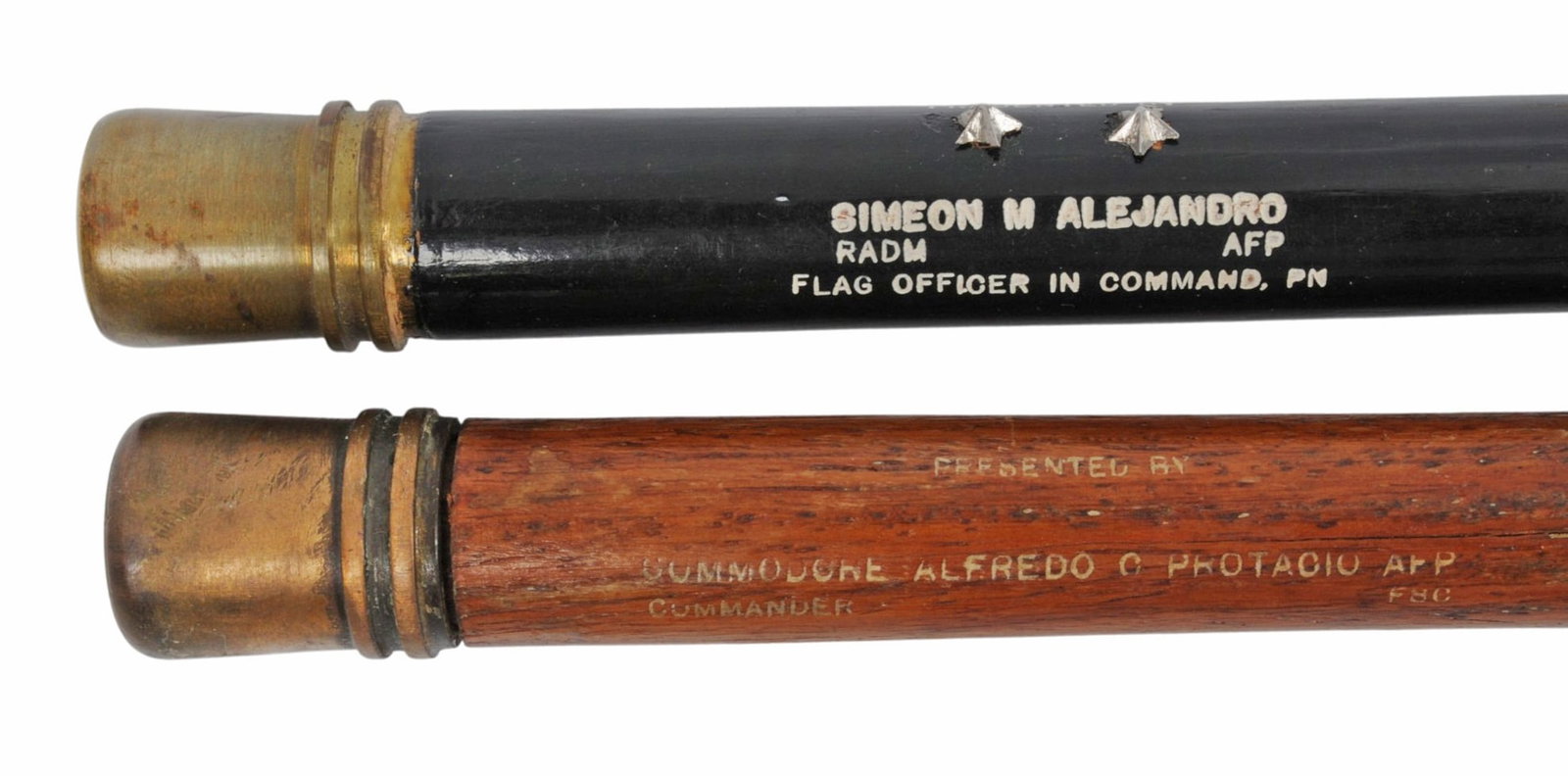 US Navy Rear Admiral Flag Officer Inscribed Swagger Stick Lot of 2 (HKR) - 2