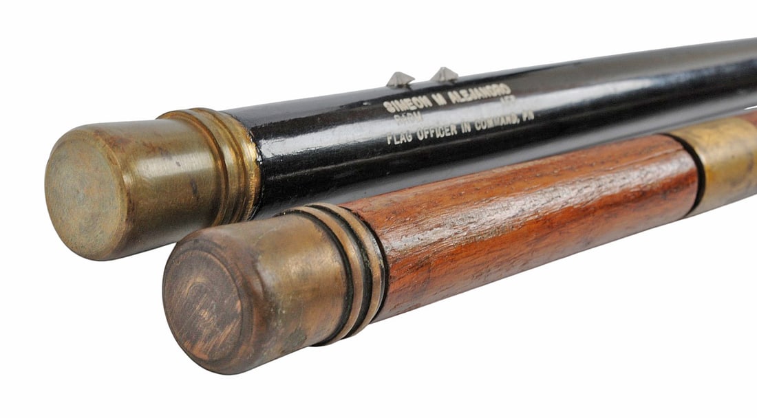 US Navy Rear Admiral Flag Officer Inscribed Swagger Stick Lot of 2 (HKR) - 3
