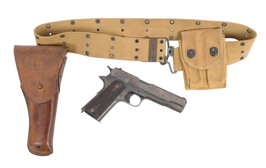 1918 Dated Colt M1911 .45 ACP Semi-auto Pistol FFL Required: 451791 (RLR1): A 1918 Dated Colt M1911 .45 ACP Semi-auto Pistol that is in good condition with a bright and decently defined bore. The action appears to function properly, and the finish shows mild service wear with