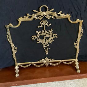 Vintage Solid Brass French Style Fireplace Screen